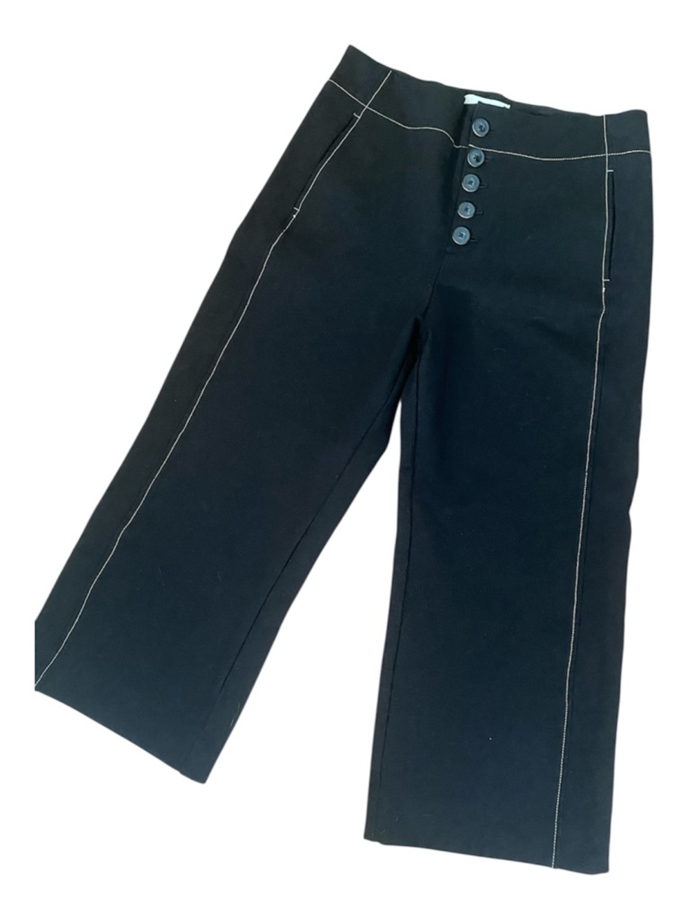 Anthropologie Black Wide-Leg Pants with Contrast Stitching